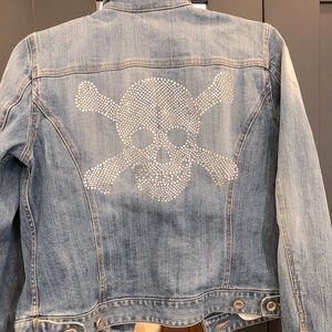 Jean jacket with skull and crossbones